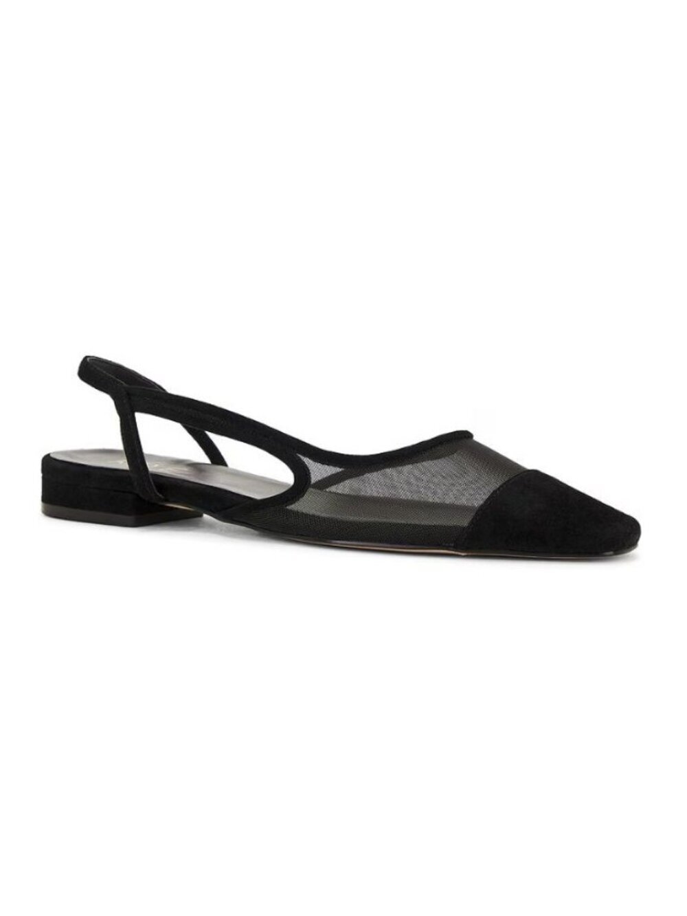 Raye Suede & Mesh Square-Toe Slingback Flats Black Size 8 New